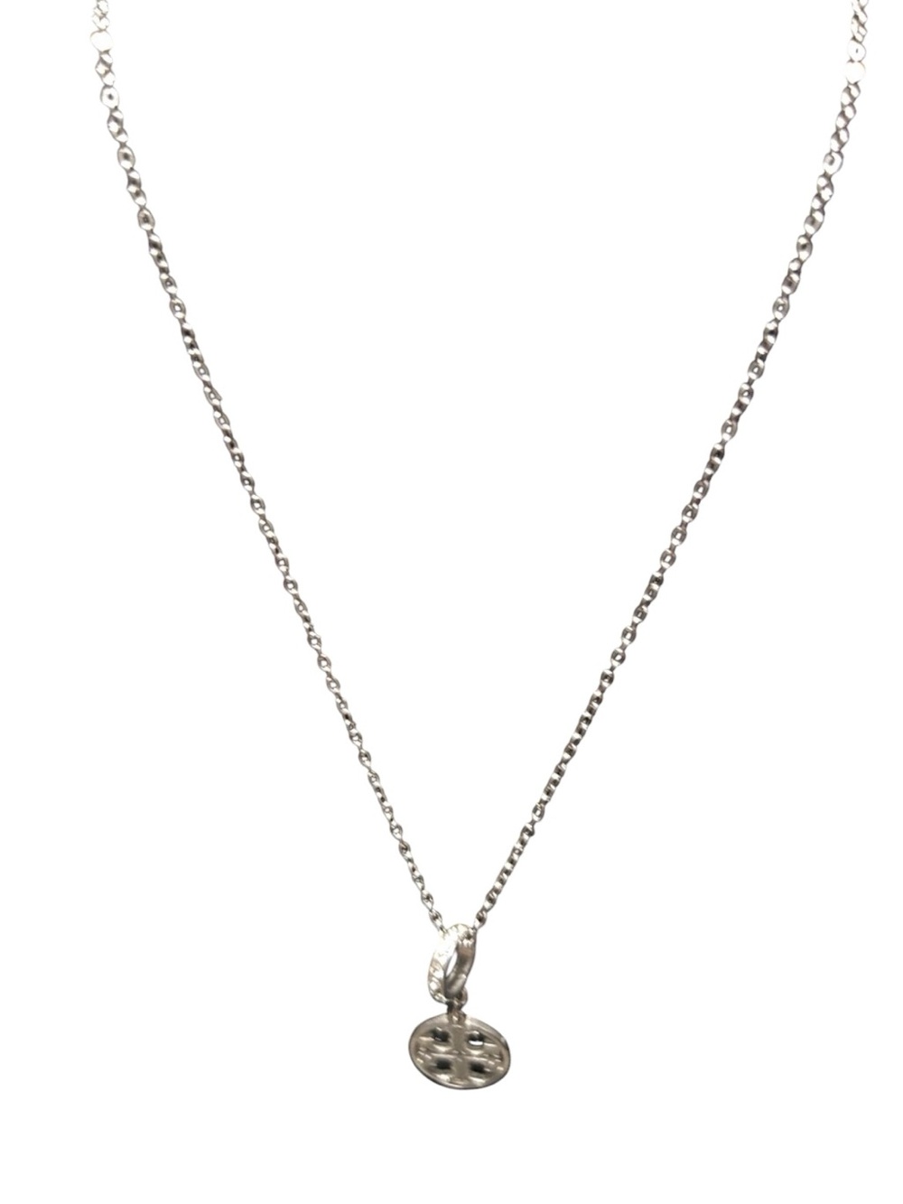 Tory Burch Silver Logo Disc Pendant Necklace - Silver - Picture 5 of 8